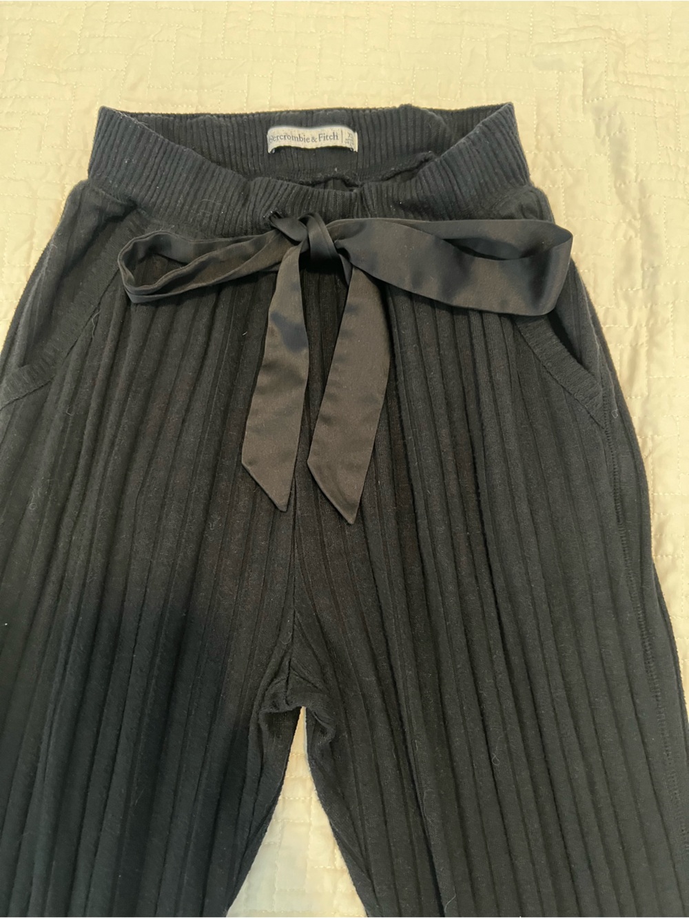 Abercrombie & Fitch Ribbed Black Lounge Pajama Joggers Pants Size XS